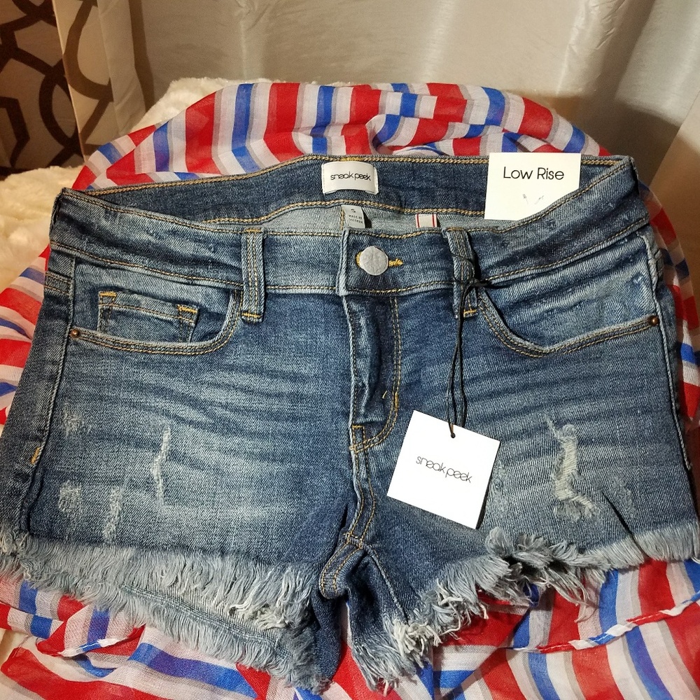 NWT Distressed Jean Shorts w/Frayed Edge - Picture 5 of 6